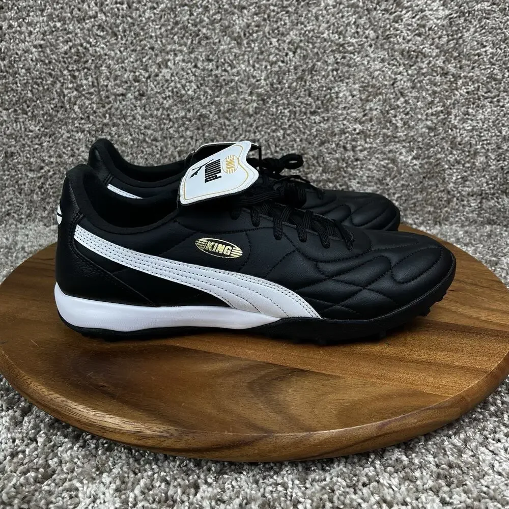 Puma King Top TT Indoor Soccer Turf Men's Size 11.5 Shoes Black White Leather